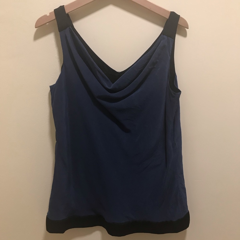 WHBM BLUE SILK BLOUSE